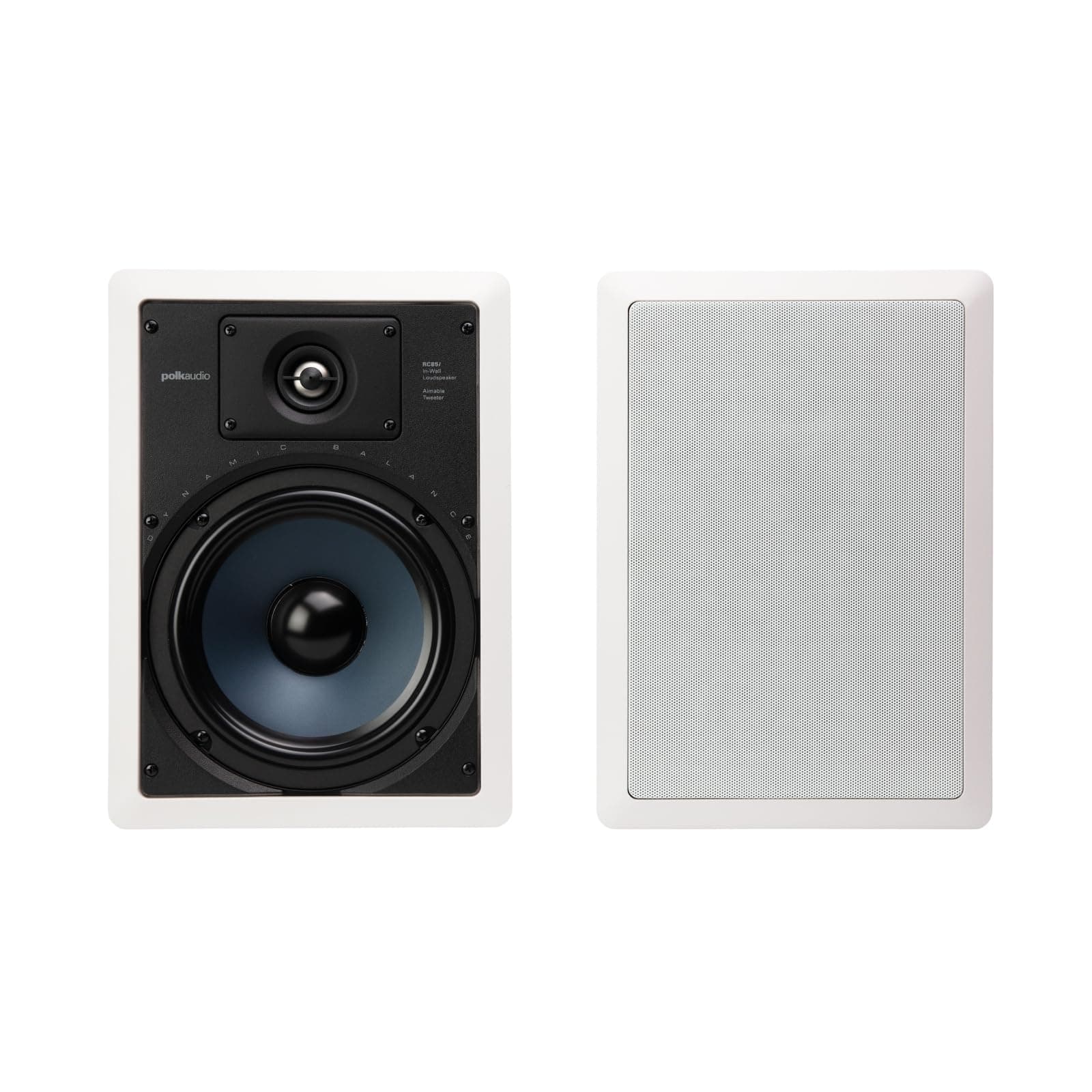 Polk Audio RC85i 2-Way Premium in-Wall 8" Rectangular Speakers, Perfect for Damp and Humid Indoor Placement - Bath, Kitchen, Covered Porches (White, Paintable Grille), 1 Pair