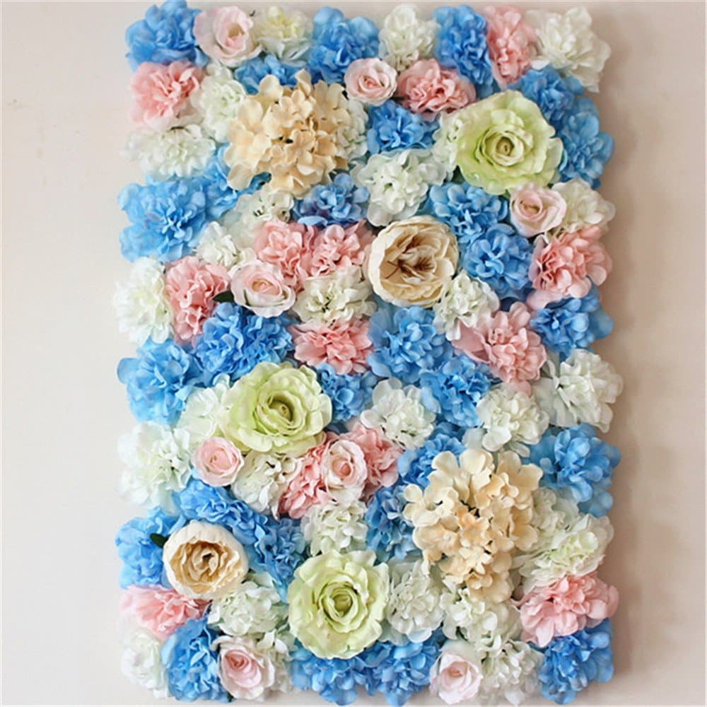 40X60cm Artificial Silk Rose Flower Wall Decoration Decorative Silk Hydrangea Wedding Decoration Backdrop (Blue+Pink)