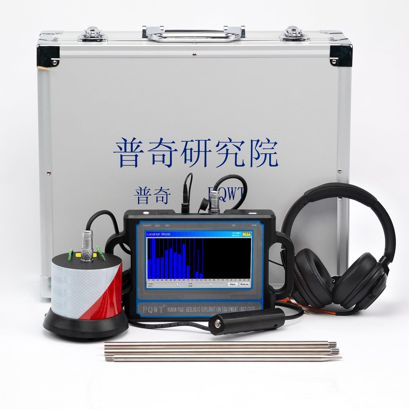 PQWT CL200 Water Leak Detectors for Home and Outside Wall Water Pipe Detector Acoustic Pipeline Leakage Detection Kit Professional Sensor Noise Reduce Headphone LCD Touchscreen Carry Case 2 Meters