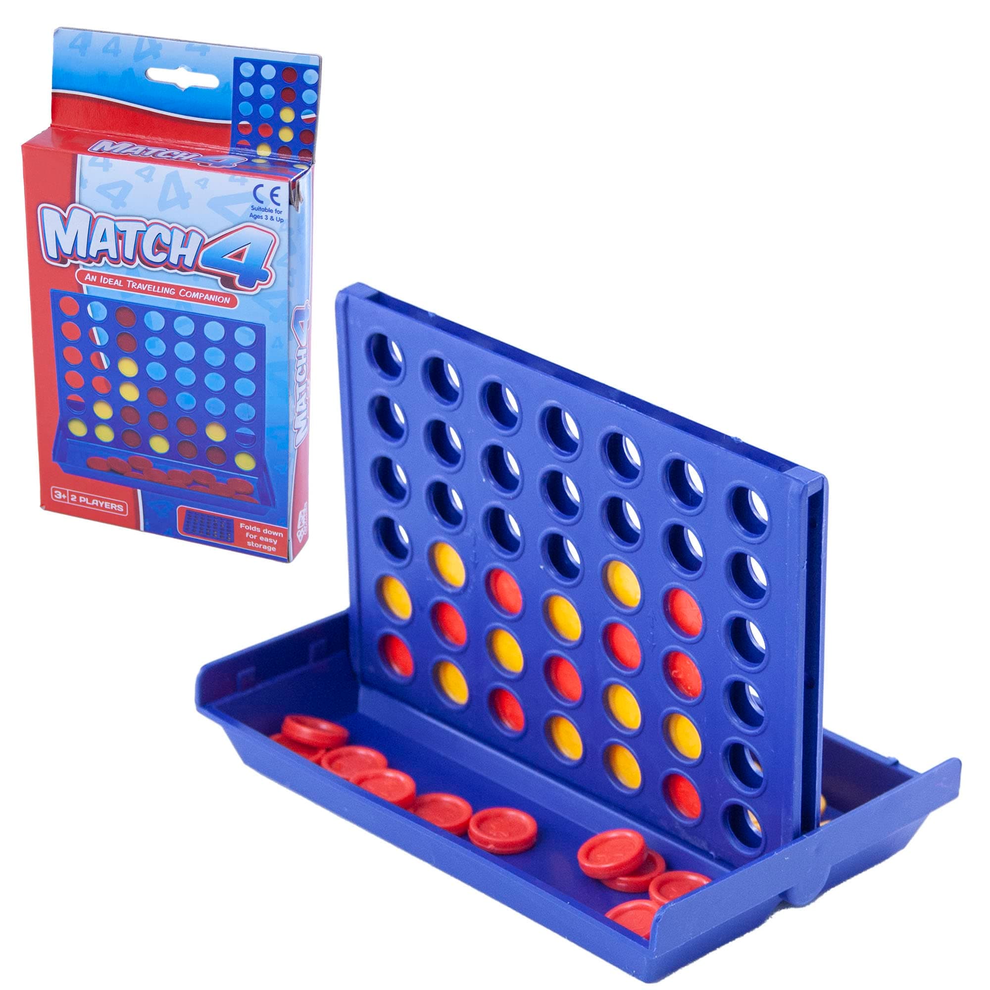 Travel Sized Classic 4 in a Row Game, 42 Counters, Mini Size Board Game for Kids, Match Four in a Line