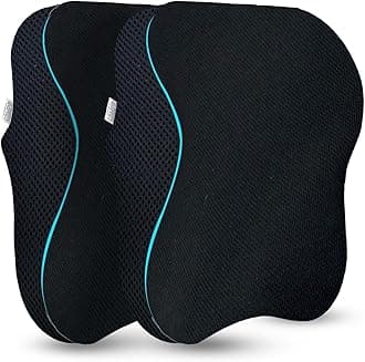 Sleepsia Ultimate Home & Car Neck Rest Pillow | 100% Memory Foam Car Ergonomic Seat Headrest Neck Pillow for Cervical Support (Memory Foam, Black Pack of 2)