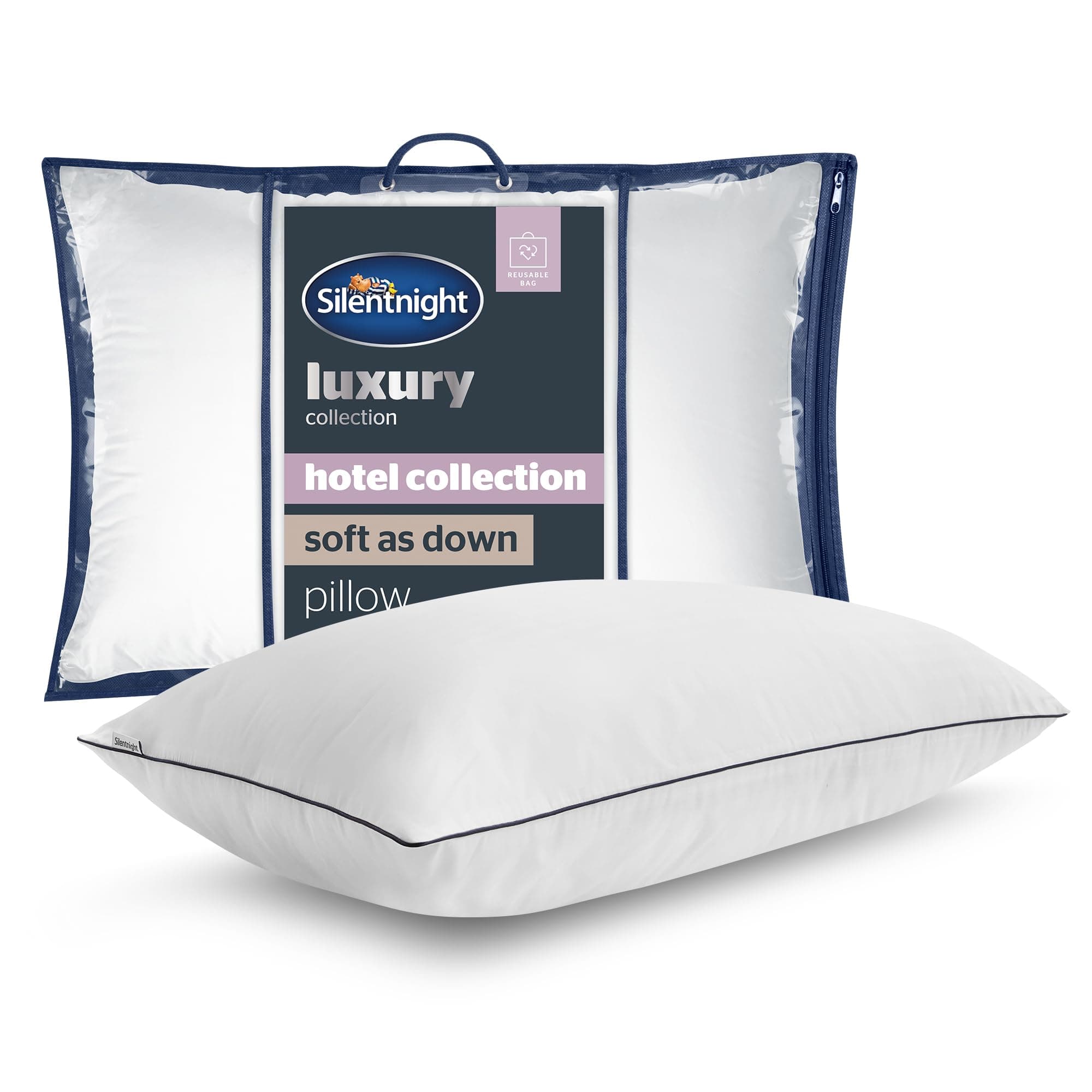 Hotel Collection Soft as Down Pillow - Luxurious Sink-In Feeling Of Down Soft Touch Quality Breathable Hypoallergenic Medium Support - Synthetic Down Alternative - Pack of 1