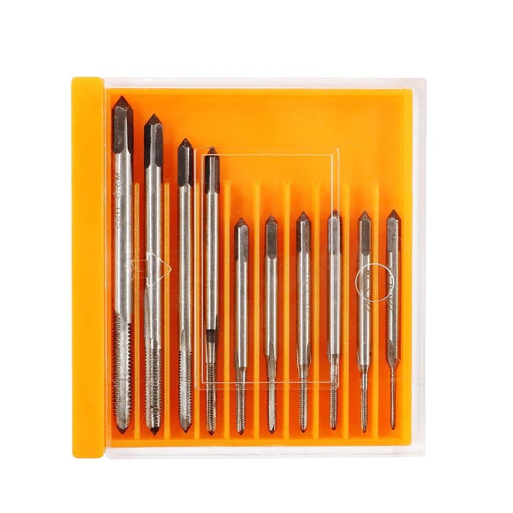 Yarrkc 10 Pcs Micro Taps for Clocks and Watches Tapping, Mini Spiral Flute Taps Machine Tap Sets Metric Straight Flute Coarse Thread Design, M1 M1.2 M1.4 M1.6 M1.7 M1.8 M2 M2.5 M3 M3.5