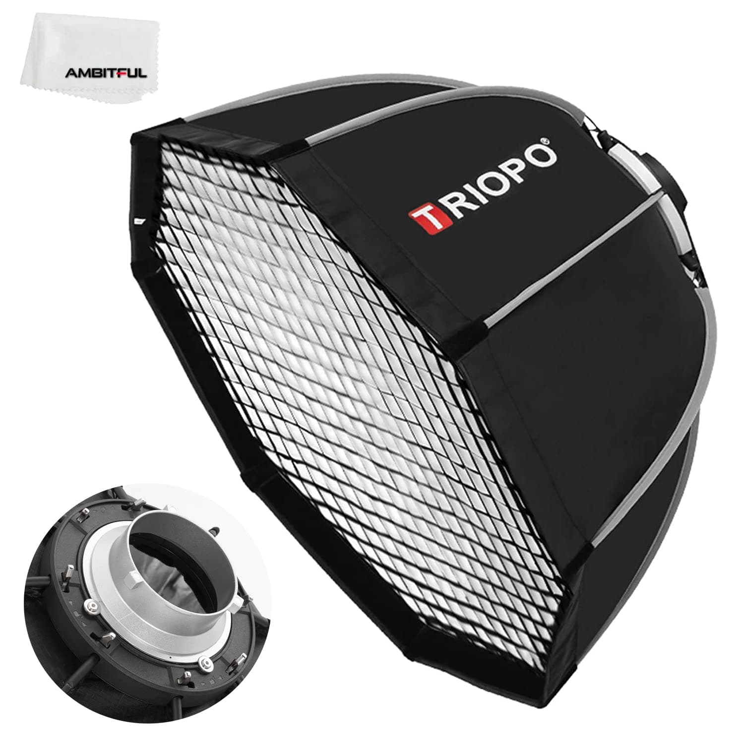 Triopo Bowens Mount Quick Release Octagon Soft Box,Portable Octagon Umbrella Softbox With Honeycomb Grid (65 cm / 25.6 inch)