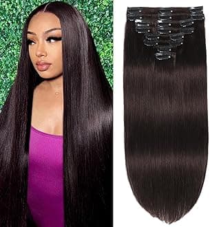 Dark Brown Clip in Hair Extensions Real Human Hair Extensions Invisible Remy Human Hair Clip in Natural Straight Seamless Extensions 8pcs Double Weft 22 Inch 110g
