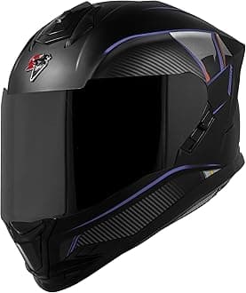 Steelbird SBH-57 Carbon Fighter ISI and DOT Certified Full Face Helmet for Men and Women with Inner Chrome Sun Shield