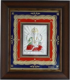 999 Pure Silver Ganesh Frame - Elegant Hindu God Decor for Home & Pooja Room | 99.9% Pure Silver | Ideal Gift
