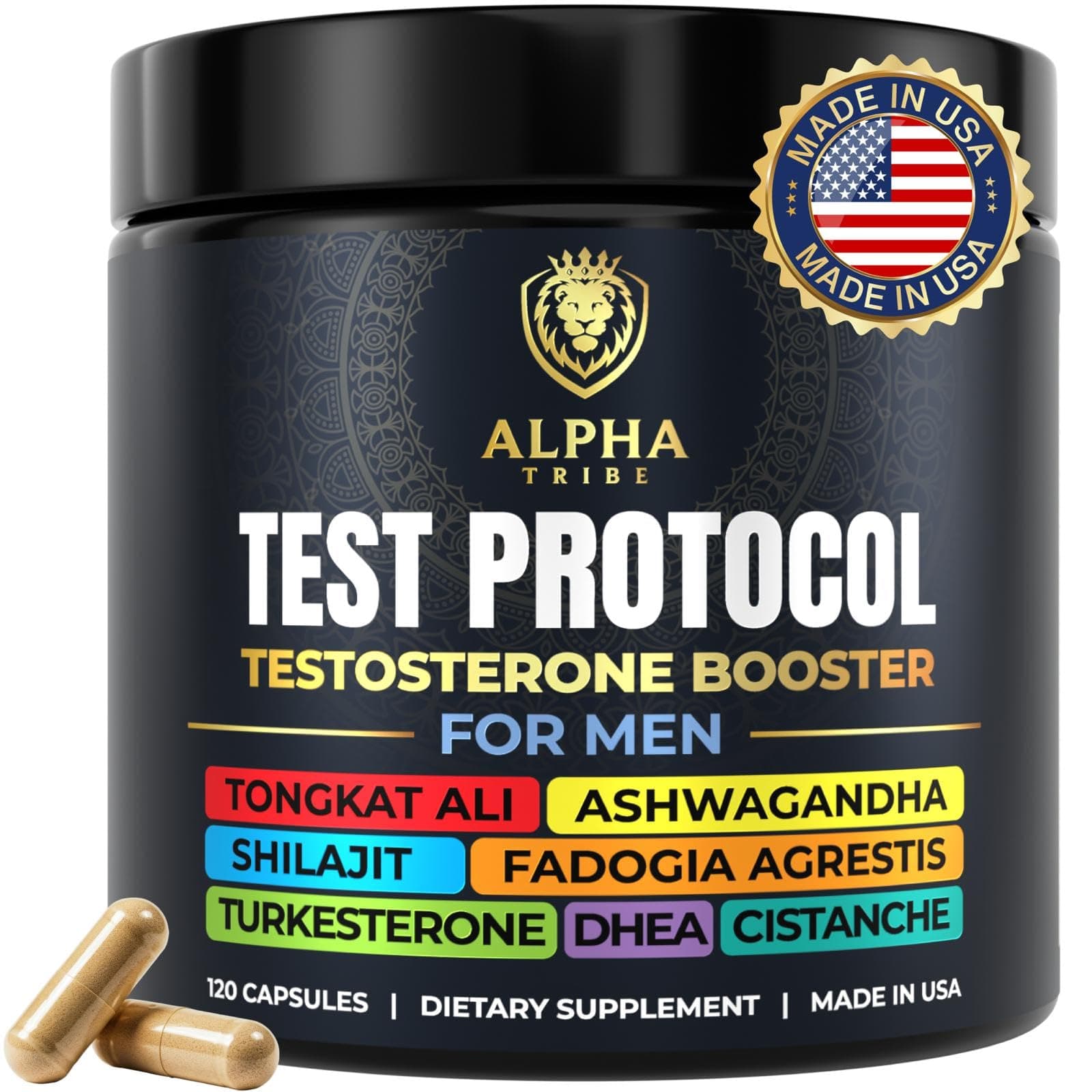 Test Protocol - Elite Natural Testosterone for Men | Testosterone Supplement for Men with Ashwagandha & Tongkat Ali (120 Count Pack of 1)