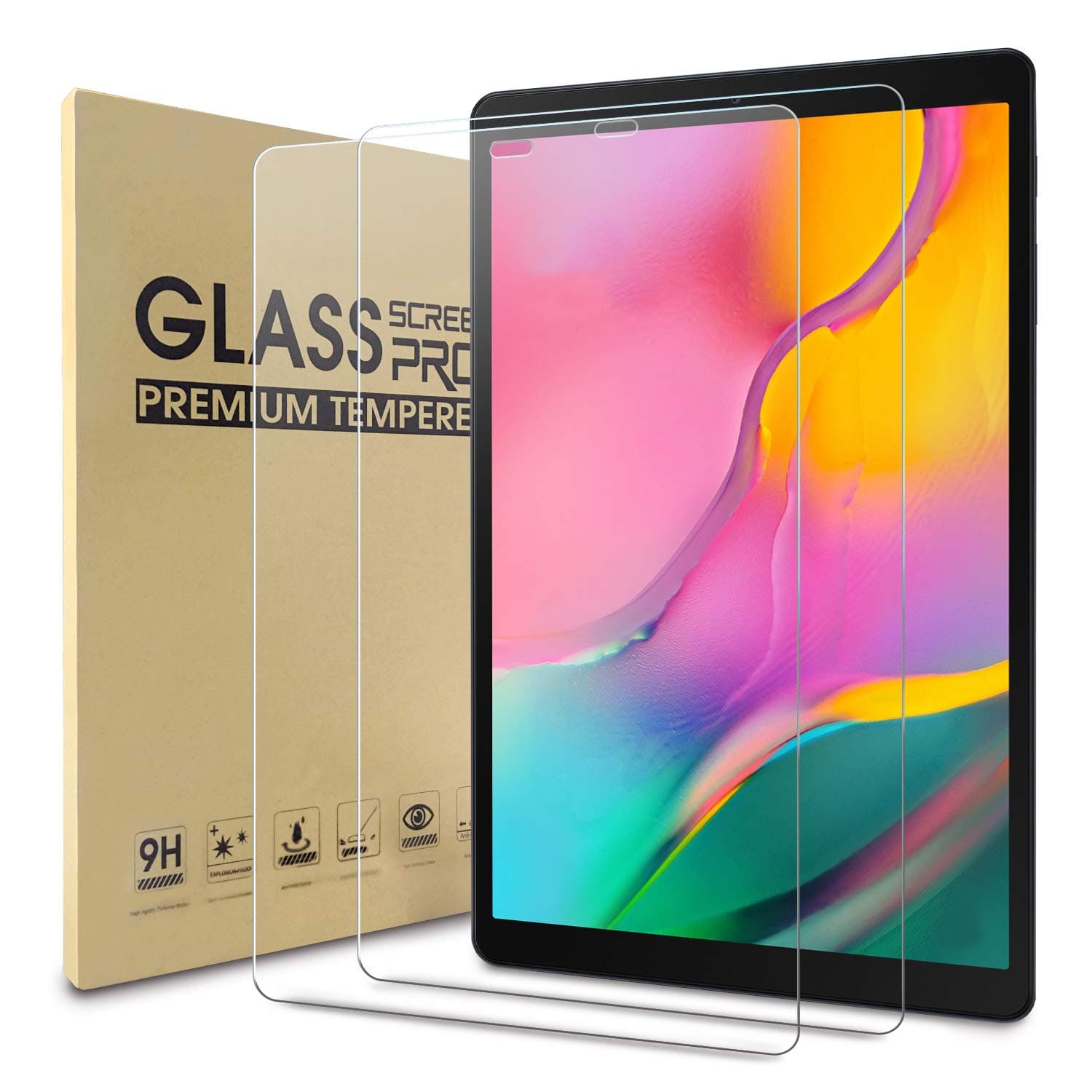 2 Pack Screen Protector Compatible with Samsung Galaxy Tab A 10.1 2019,Tempered Glass Film Replacement for SM-T515/SM-T510【Anti Scratch 】【Anti Bubble】【High Definition】