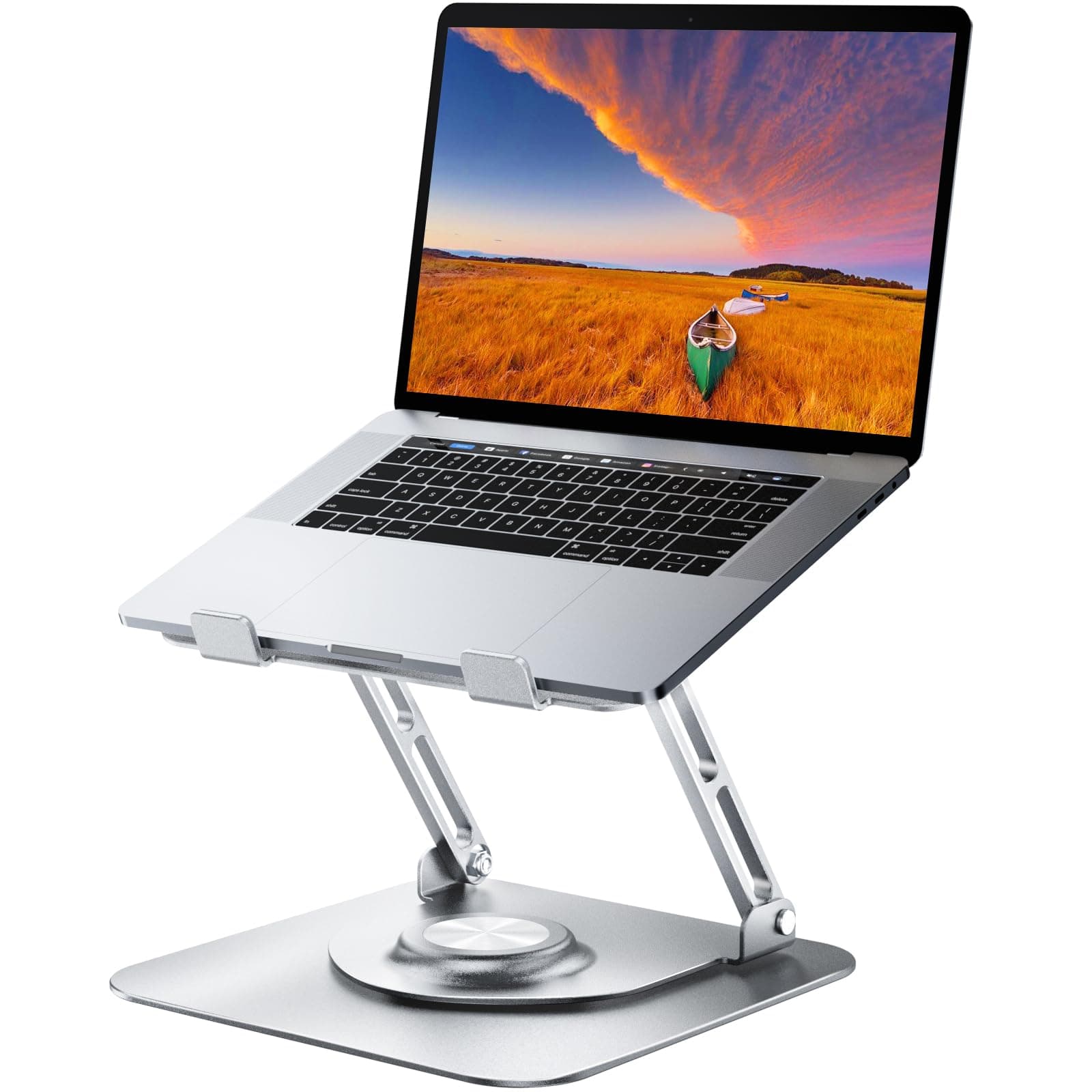 Laptop Stand for Desk, Adjustable Computer Stand with 360° Rotating Base, Ergonomic Laptop Riser for Collaborative Work, Foldable & Portable Laptop Stand, fits for All 10-16" Laptops (Sliver)