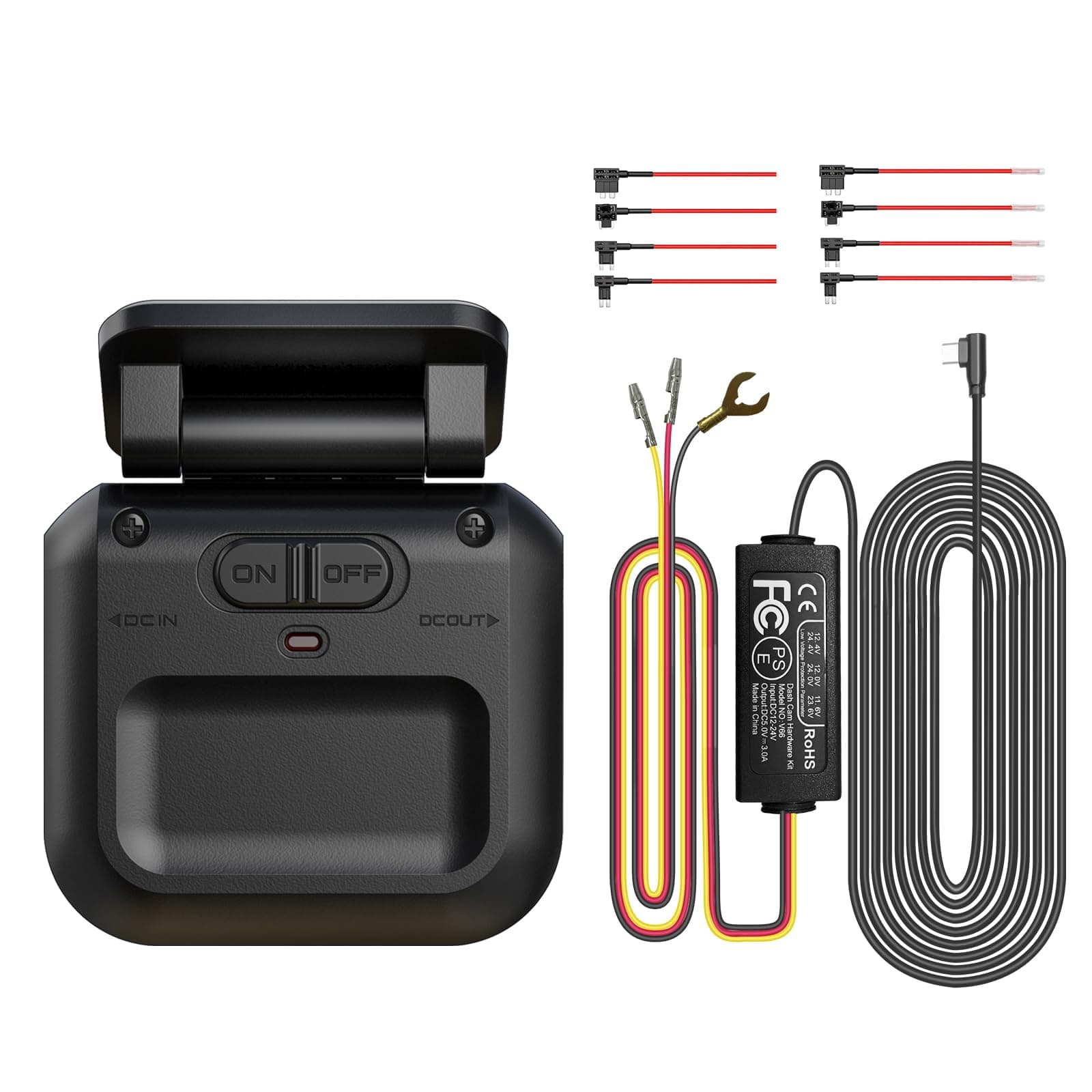Type-C Hardwire Kit with Radar Detection, Suitable for N300/N300Pro/N700/N700Pro/N900/N900Ultra/Type-C Interface Dash Cam,12V-24V to 5V/2.5A, Low Voltage Protection, 24-Hour Parking Monitoring