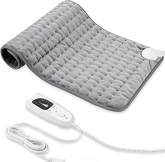 Heating pad, Electric Heat Pad with Automatic Switch-Off and 6 Temperature Levels Heating pad for Back Neck Shoulder Belly Heating Technology - Machine Washable (Silver Gray, 12" x 24")