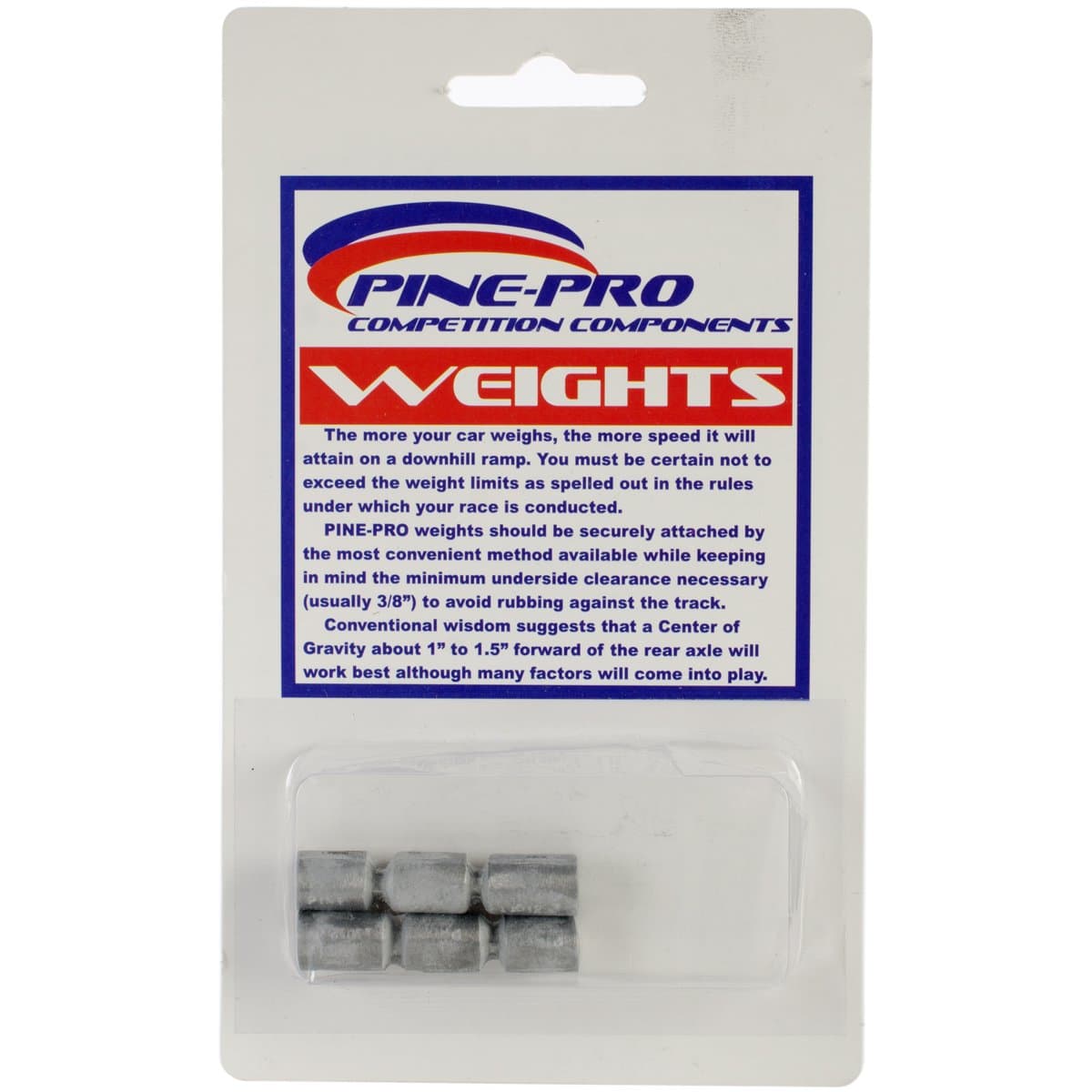 Pine Car Derby Weights 1.5oz 6/Pkg-Cylinder