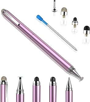 Penyeah 4-in-1 Stylus Pen for Touchscreens, Versatile Capacitive Stylus for iPhone 17/16/15 Pro Android Phones,Tablets -Disc+Rubbe+Mesh Tips Universal for All Touch Screen Devices - Pinky Gold