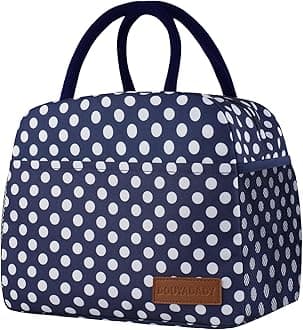 Lunch Bag Women/Men Lunch Box Women/Men (Blue+White dots)