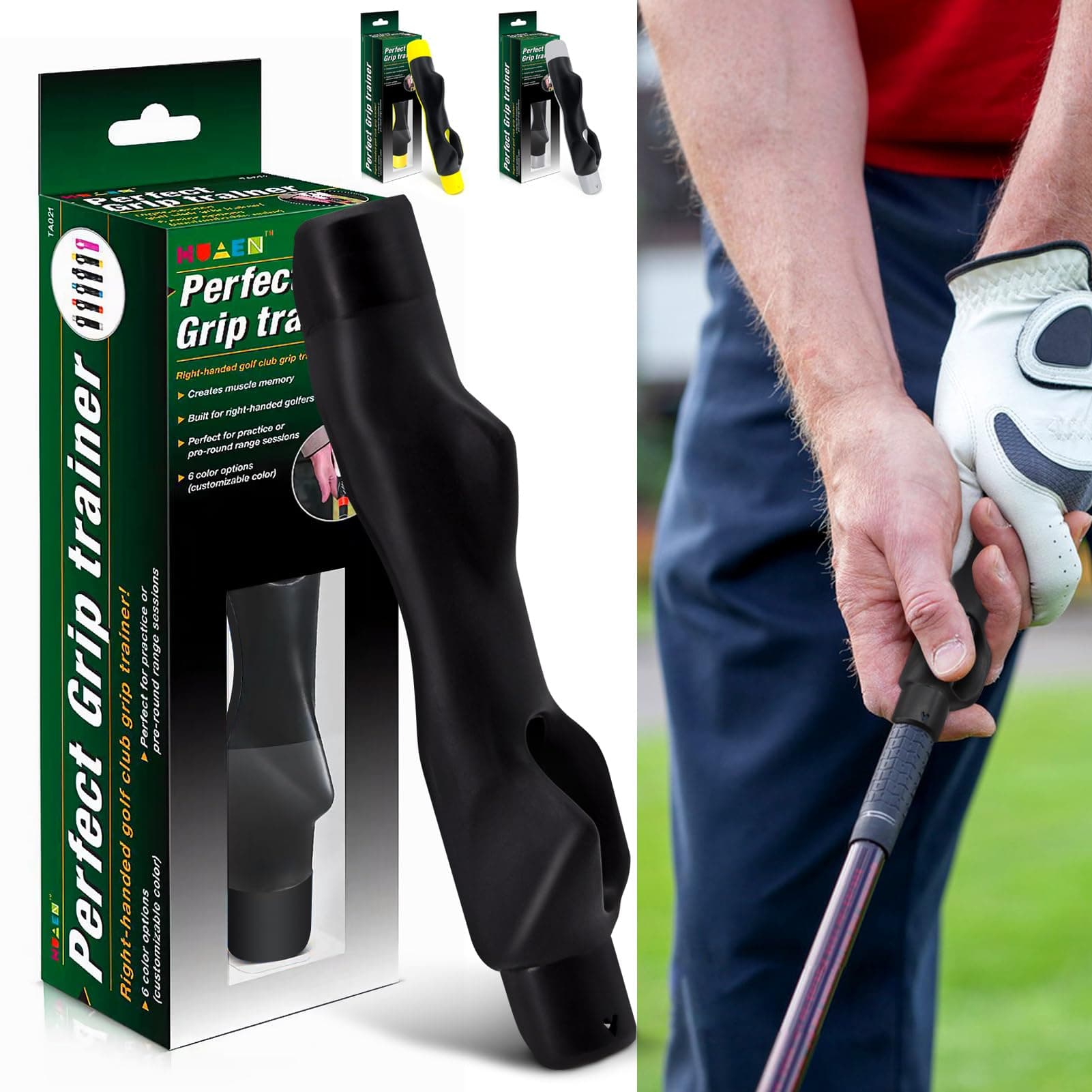 Golf Grip Training Aid, Golf Grip Trainer Swing Trainer, Golf Training Aids,Right Hand Practice Golf Assistant for Golf Beginner, One Size for All Golf Club