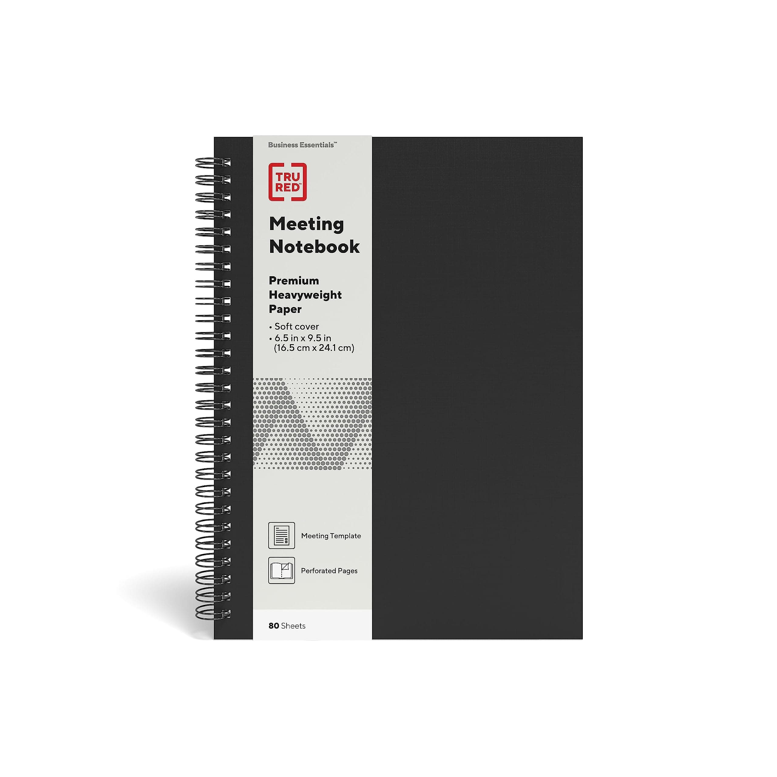 Medium Soft Cover Meeting Notebook, Black, 3‑Pack