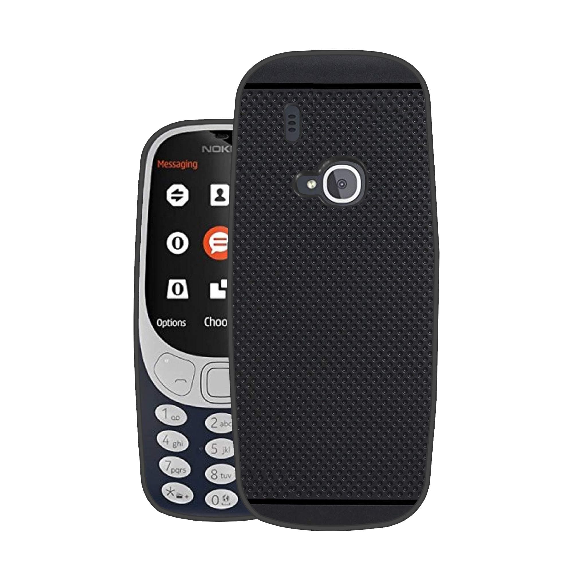 Exclusive Dotted Rubber Soft Back Case Cover for Nokia 3310 - Black