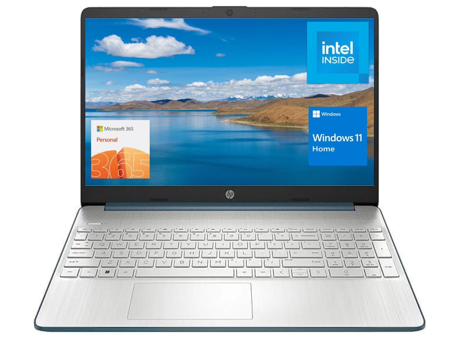 hp 15.6" Portable Laptop, HD Display, Intel Quad-Core Processor, 16GB RAM, 128GB Storage, Wi-Fi 6, Webcam, HDMI, Numeric Keypad, Windows 11 Home, Blue