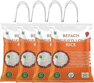 Befach 4x Diet And Diabetic White Rice | Certified By National Institute Of Nutrition | Low Sugar | Low Gi | No Pesticides, Non Gmo, Perfect For Diet & Diabetic People (400Gm)