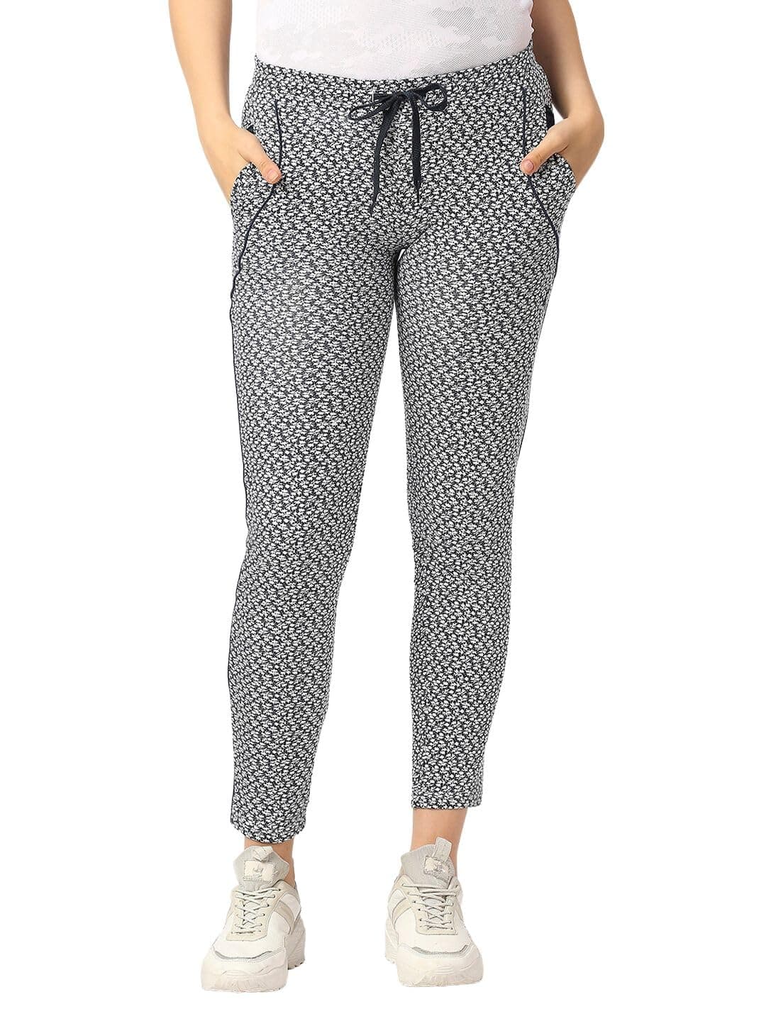 Drysense Women Printed Pure Cotton Fabric Pull on Regular Fit Sportwear Pants - NEO Classic Track Print