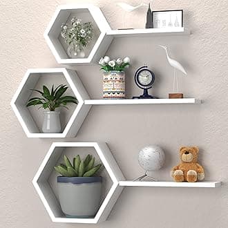 Hexagonal Floating Shelves - White