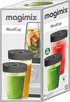 Magimix BlendCups - 2 x BPA Free (400ml & 700ml), Dishwasher Safe, Blender Cups With Watertight Lids - Transform Your Jug Blender Into A Personal Blender For Smoothies, Protein Shakes And Soups