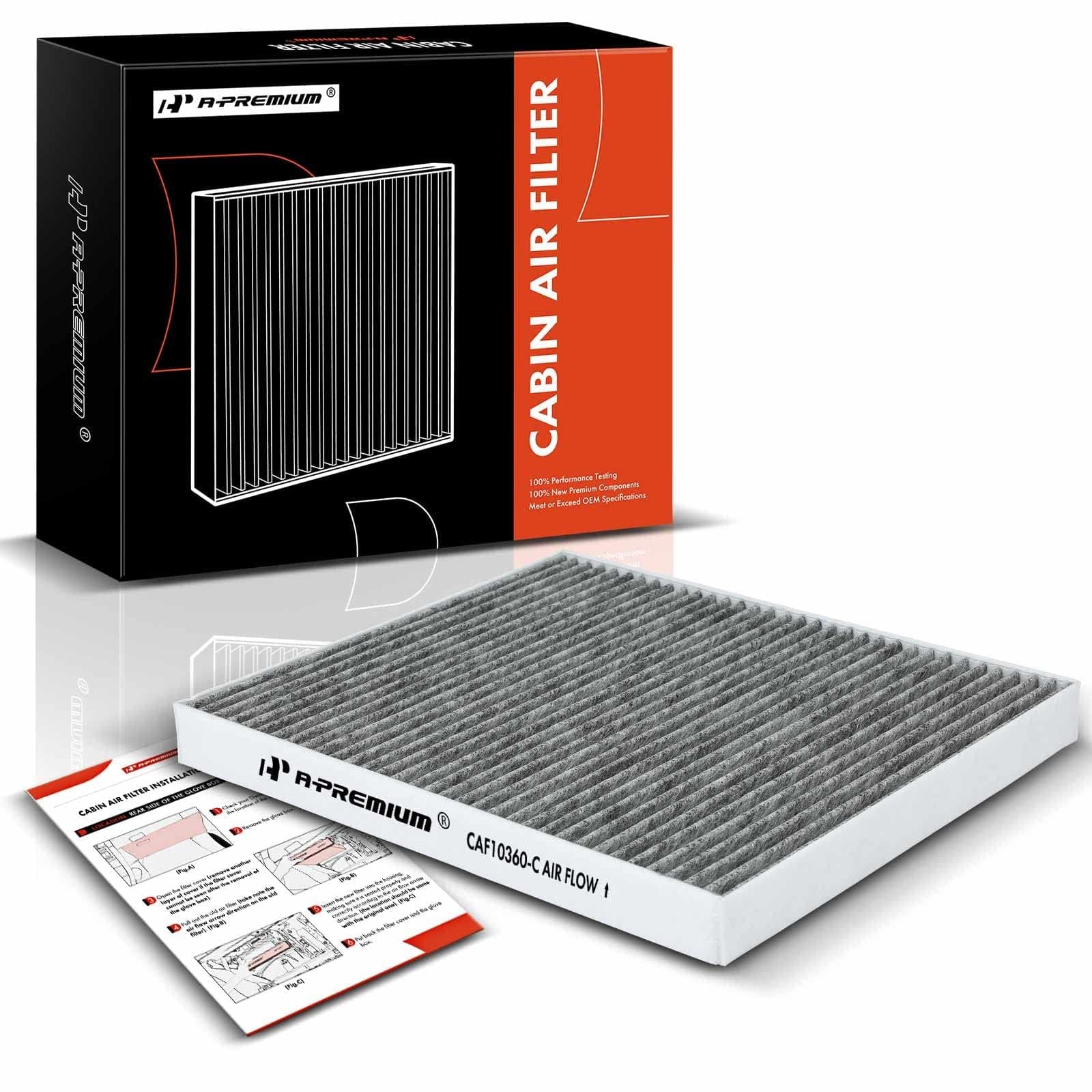 A-Premium Cabin Air Filter with Activated Carbon Compatible with Chevy, GMC, Cadillac & Hummer - Silverado, Suburban, Sierra, Yukon, Escalade, H2-2003-2004 - Behind Glove Box