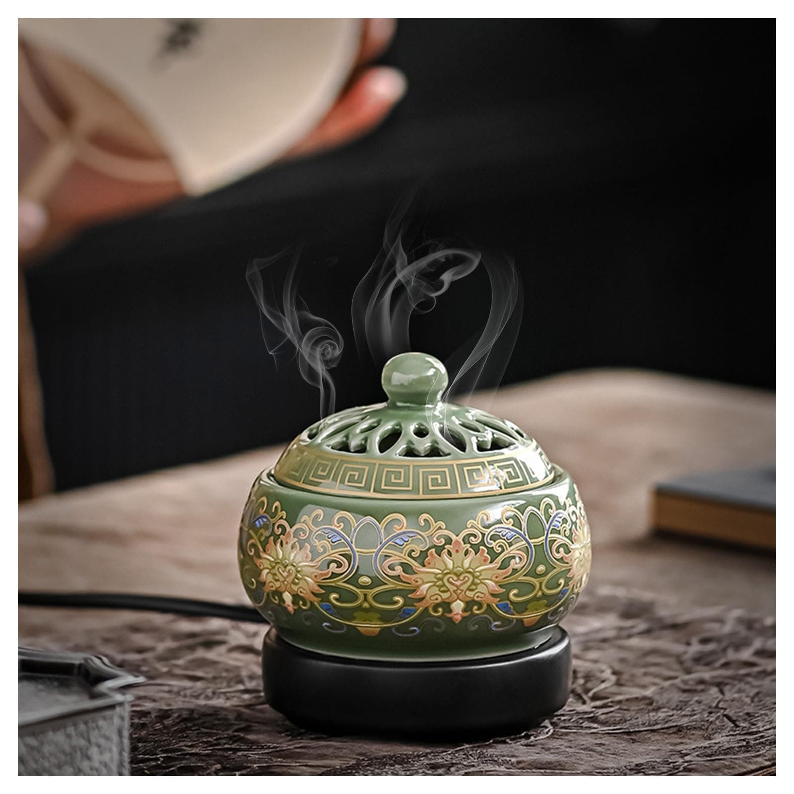 Ceramic Electric Incense Burner, Electronic Aroma Diffuser, Timing Temperature Adjustment, Resin Frankincense Burner For Indoor Air Purification, Home Decoration.