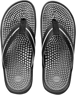 KenkohJapanese Therapeutic Sandals with Massaging Footbed – Stimulate Feet Pressure Points for Natural Wellness - Unisex (Kaiyo - Black, 43 EU)
