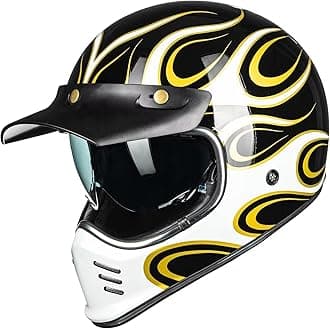 ILM Vintage Full Face Motorcycle Helmets for Adults Men Inner Visor Compatible for Moped ATV Cruiser Scooter DOT ECE Model Z502(Fire Gold, S)