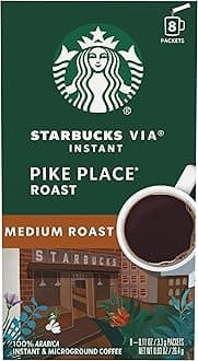 VIA Instant Coffee Medium Roast Packets — Pike Place Roast — 1 box (8 packets)