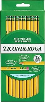 Ticonderoga Pencils Wood Cased Graphite #2 Hb Soft Hang Tab Box 12 Pack 12-Count Yellow