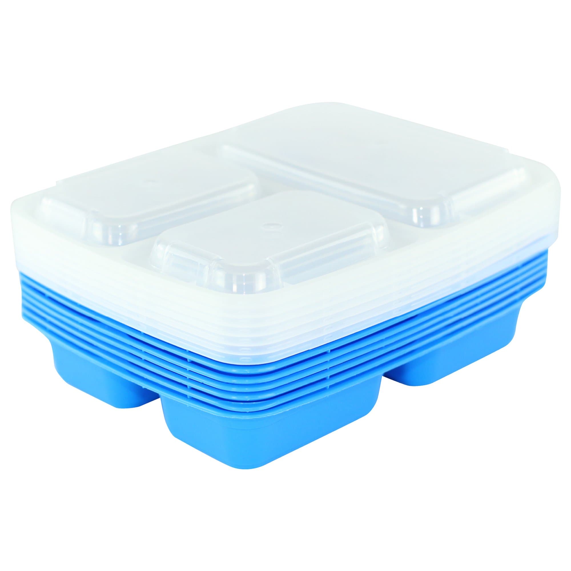 Simply Life [7 Pack] 3 Compartment Meal Prep Containers (Blue)