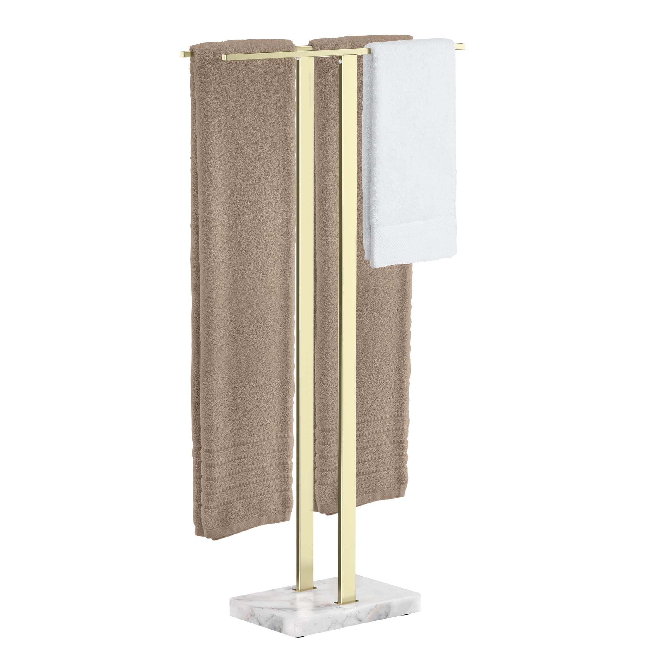 KES Standing Towel Rack with Marble Base, 37" H (Equal Height) Gold Towel Rack for Bathroom Floor, Towel Rack Stand Fits Large Bath Towel, 18/8 Stainless Steel, BTH229-BZ