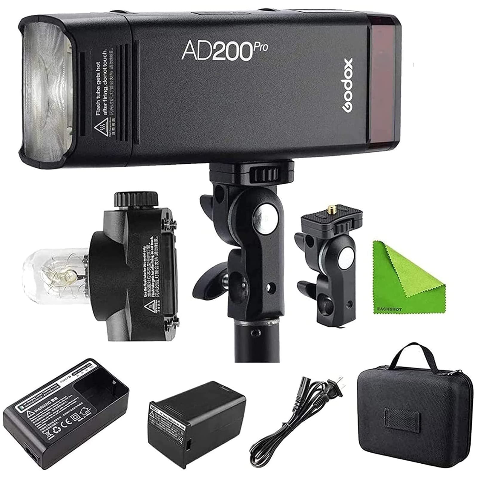 GODOX AD200 Pro AD200Pro 200Ws 2.4G Strobe Lighting Monolight, 1/8000 HSS, 500 Full Power Flashes, 0.01-1.8s Recycling, 2900mAh Battery, Bare Bulb/Speedlite Fresnel Flash Head Pocket Flash Monolight