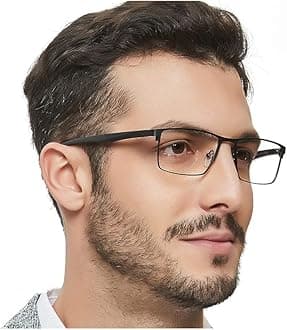 Blue Light Blocking Glasses for Men Metal Frame Eyeglasses Men's Computer Glasses Clear Lense