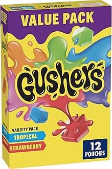 Gushers Variety Pack Fruit Gushers Fruit Flavored Snacks, Tropical Flavors Naturally Flavored, Strawberry Splash Naturally Flavored, 12 Count, 9.6 Oz (272 g)