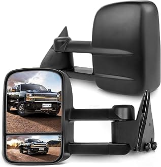 SCITOO Tow Mirrors Compatible with for 1988-1998 For Chevy Silverado For GMC Sierra 1500 2500 3500 Pickup Truck Mirrors Manual Adjusted No Heated No Turn Signal Black Housing Towing LH RH