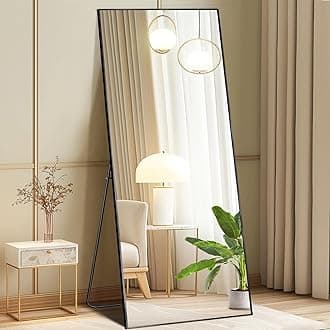 DUMOS Full Length Mirror with Stand, 64"x21" Floor Mirror with Aluminum Alloy Frame for Bedroom, Standing Full Body Mirror with Shatter-proorf Nano Glass for Wall, Living Room, Cloakroom (Black)