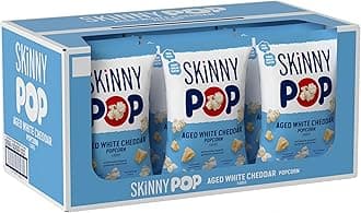 Aged White Cheddar Popcorn, Gluten Free, Non-GMO, Healthy Popcorn Snacks, Skinny Pop, 4.4 oz Grocery Sized Bags (12 Count)