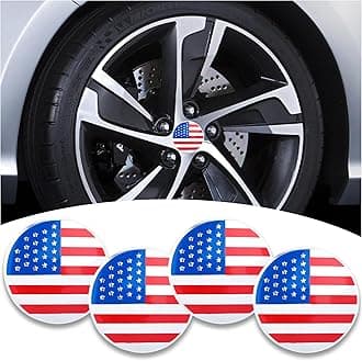 4PCS American Flag Car Wheel Center Caps,Wheel Hub Caps Sticker Compatible with 56mm/2.2 Inch Wheel Hub Caps,Automotive Exterior Accessories Center Caps for Rims Car Decorations (Color Flag)