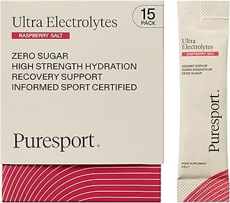 Puresport Ultra Electrolytes Hydration Raspberry Salt (15 Pack), High Performance Sugar Free Electrolytes Powder, 1000mg Sodium, Optimise Hydration & Support Muscles, Travel-Friendly Format