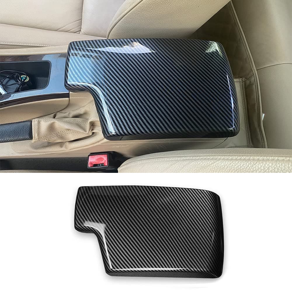 NA for BMW 3 Series E90 E91 E92 E93 2006-2012 ABS Carbon Fiber Color Car Interior Center Armrest Box Cover Console Box Storage Box Trim Covers (323i 325i 328i 330i 335d 335i 335is 335xi)