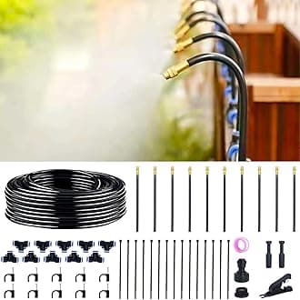 360° Adjustable Drip Irrigation System - 30FT Garden Watering System with 10 Nozzles, Garden Irrigation System, Greenhouse Accessories, Atomizing System for Yard, Lawn, Plants, 5/16 inch Tubing