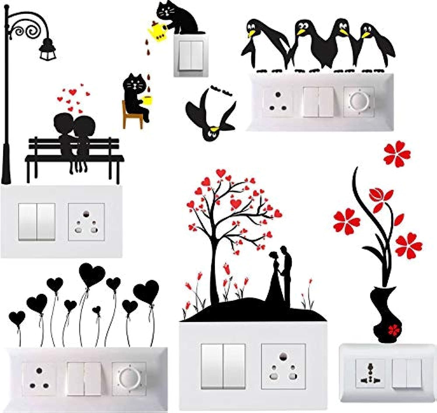 Vinyl Flowers Wall Switch Board Sticker