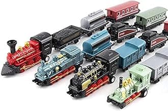 Exasinine 4 Sets Steam Train Model Train Set Pull-Back Trains Die-Cast Metal Locomotive for Display or Play Ideal Home Decor and Gift for Train Enthusiasts Collectors Boys and Girls