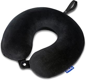 Fabuday Travel Pillow Memory Foam, Head Neck Support Pillow for Airplane, Car, Office, with Attachable Snap Strap Soft Washable Cover