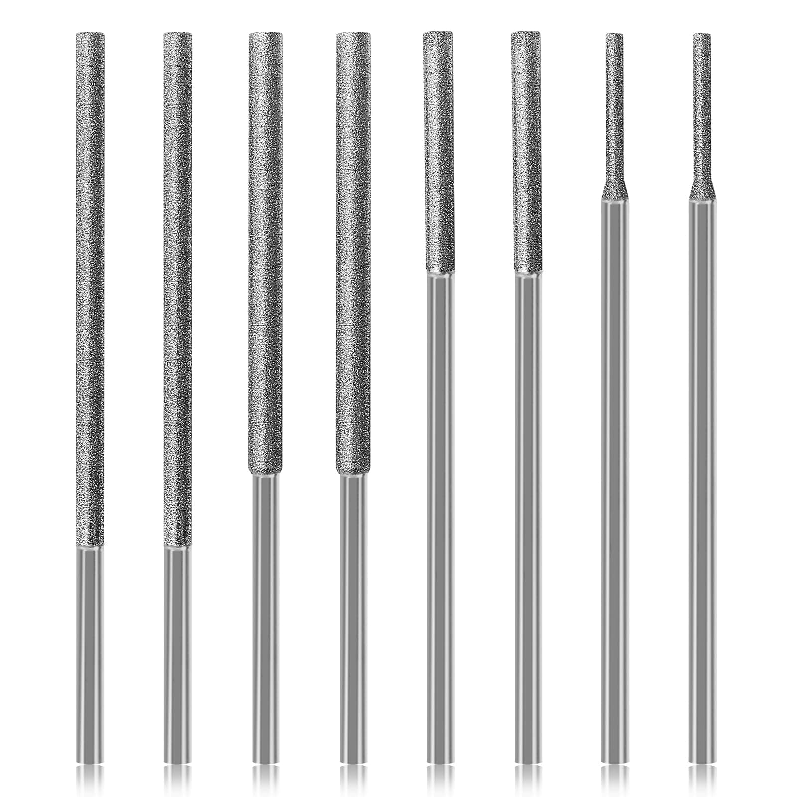 Long Stone Carving Set Diamond Burr Bits Compatible with Dremel, 8PCS Polishing Kits Rotary Tools 100MM Length Cone Accessories with 1/8" Shank For Carving, Engraving, Grinding, Stone, Rocks, Jewelry