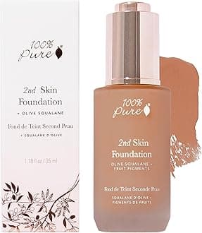 100% PURE 2nd Skin Lightweight Serum Foundation Anti-Aging Face Makeup - Blendable Coverage Liquid Hydration Boost for Soft Plumped Up Glow, Vegan Shade 7 (Neutral w/Red Undertone) - 1.18 Fl Oz